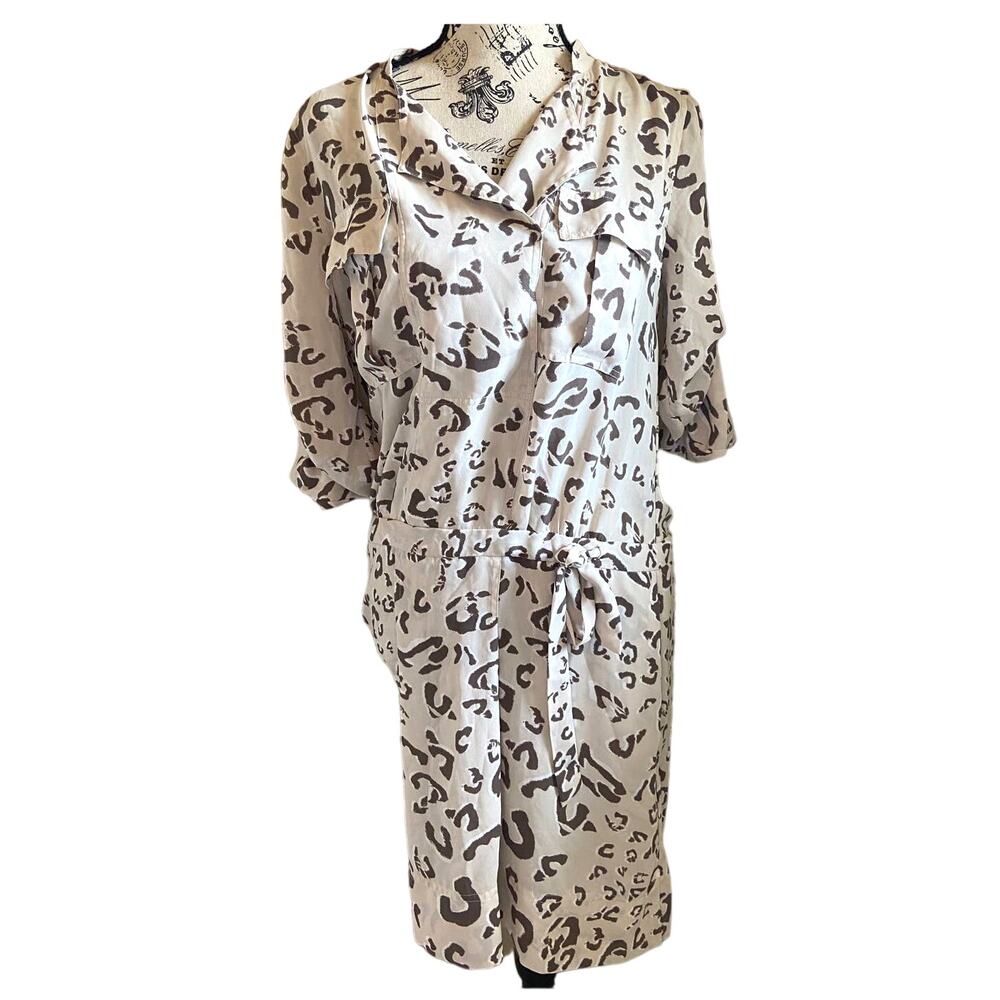 Leopard Print BCBG Max Azria Shirt Dress Midi Dress Size XS Shirt Dress Date